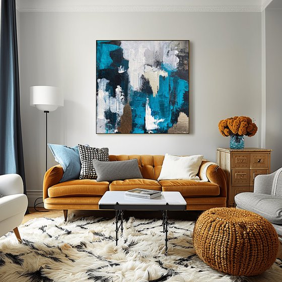 Teal Gold Abstract Canvas