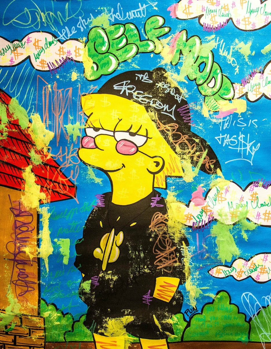 Urban And Pop Acrylic Painting , Self Made Lisa Simpson By Carlos Pun Art, 28 X 35, Artwork For Sale On Artfinder