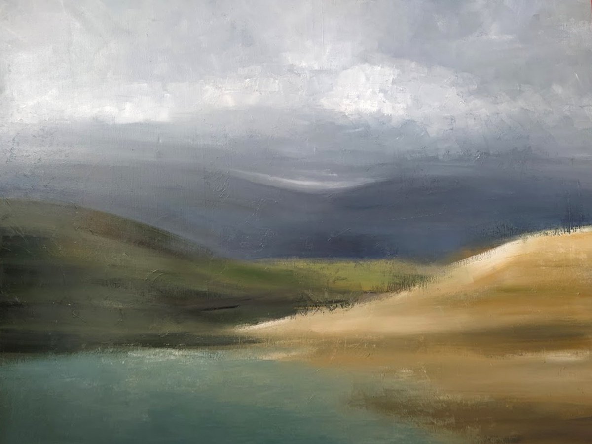 AFTERNOON, 120x100cm, oil pastel landscape by Emilia Milcheva