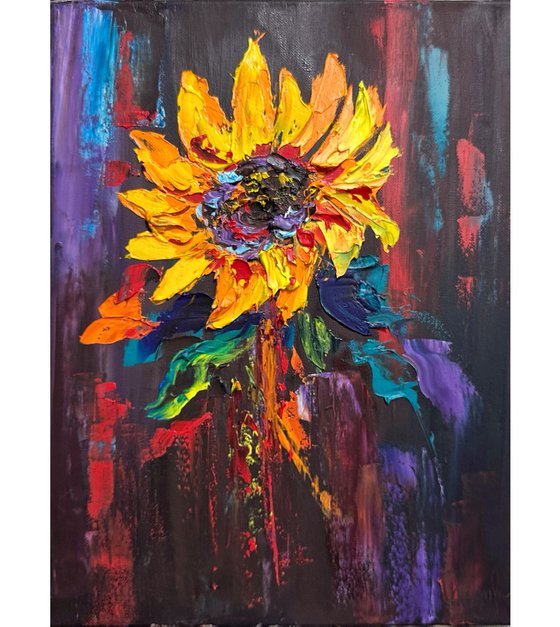 Sunflowers black background