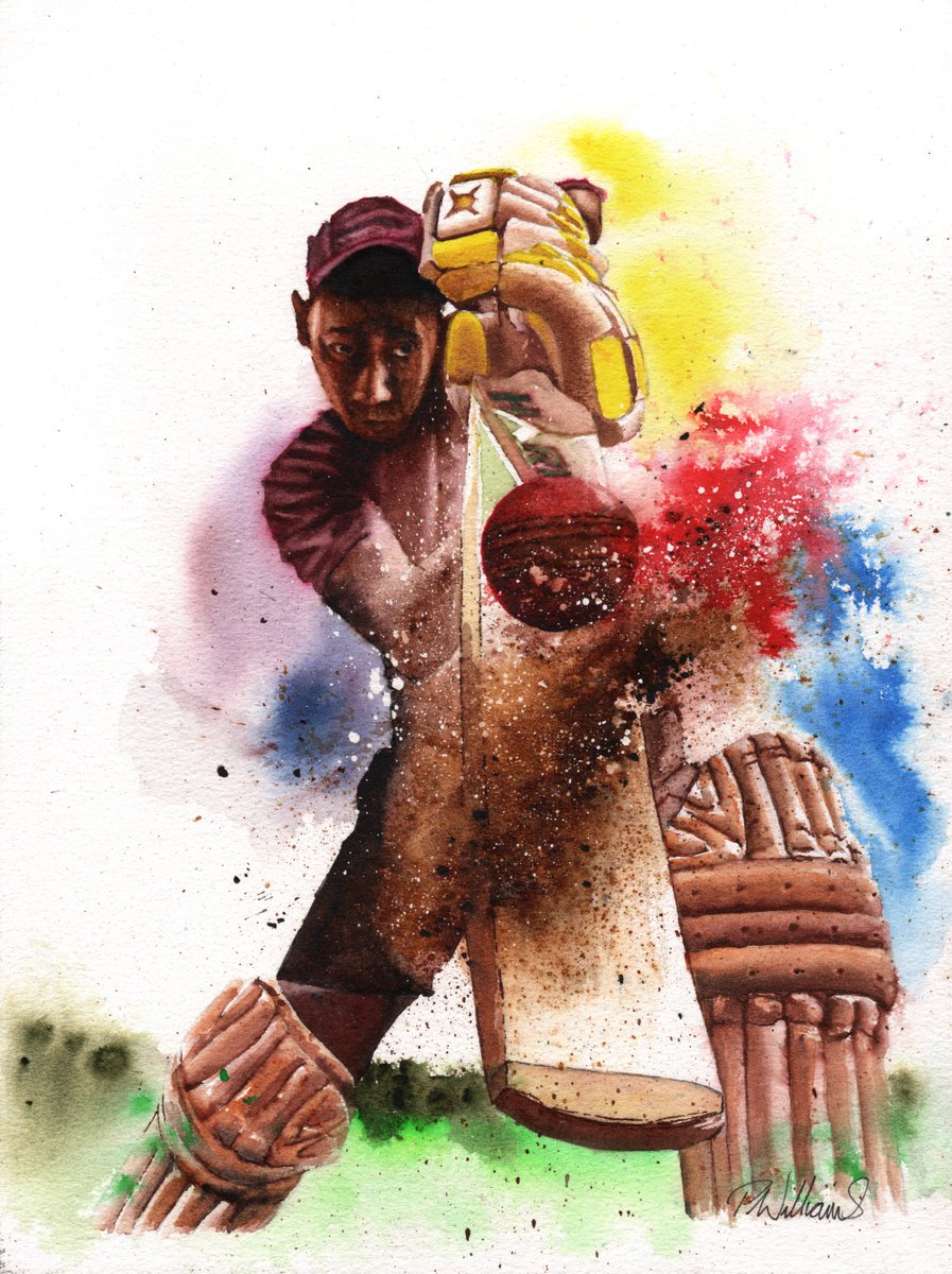 Driven - cricketer - batsman by Peter Williams