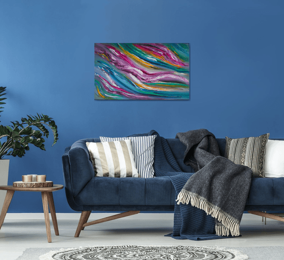 "Gioco del vento II" inspired by the sky, 100x60 cm