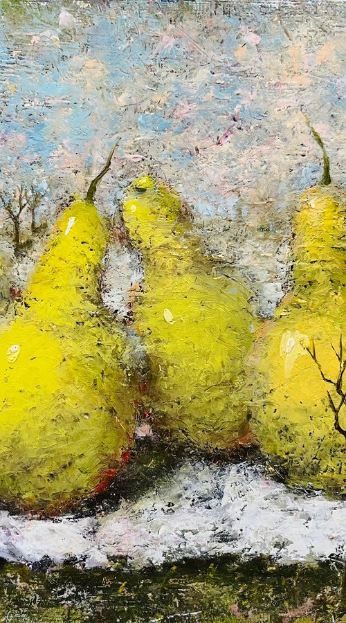 Fruit Pears in nature by Yulia Odukalets