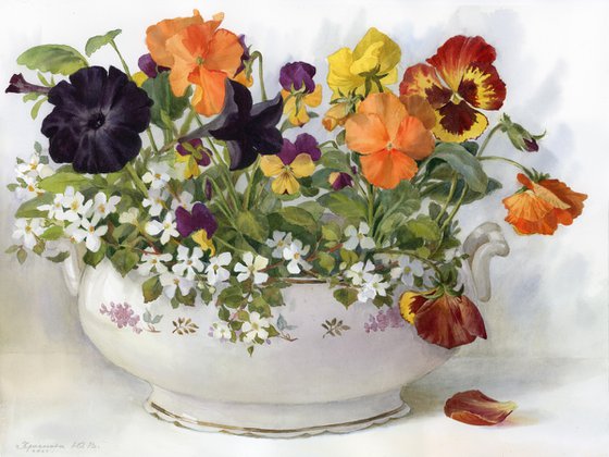Flower fantasy in an old tureen