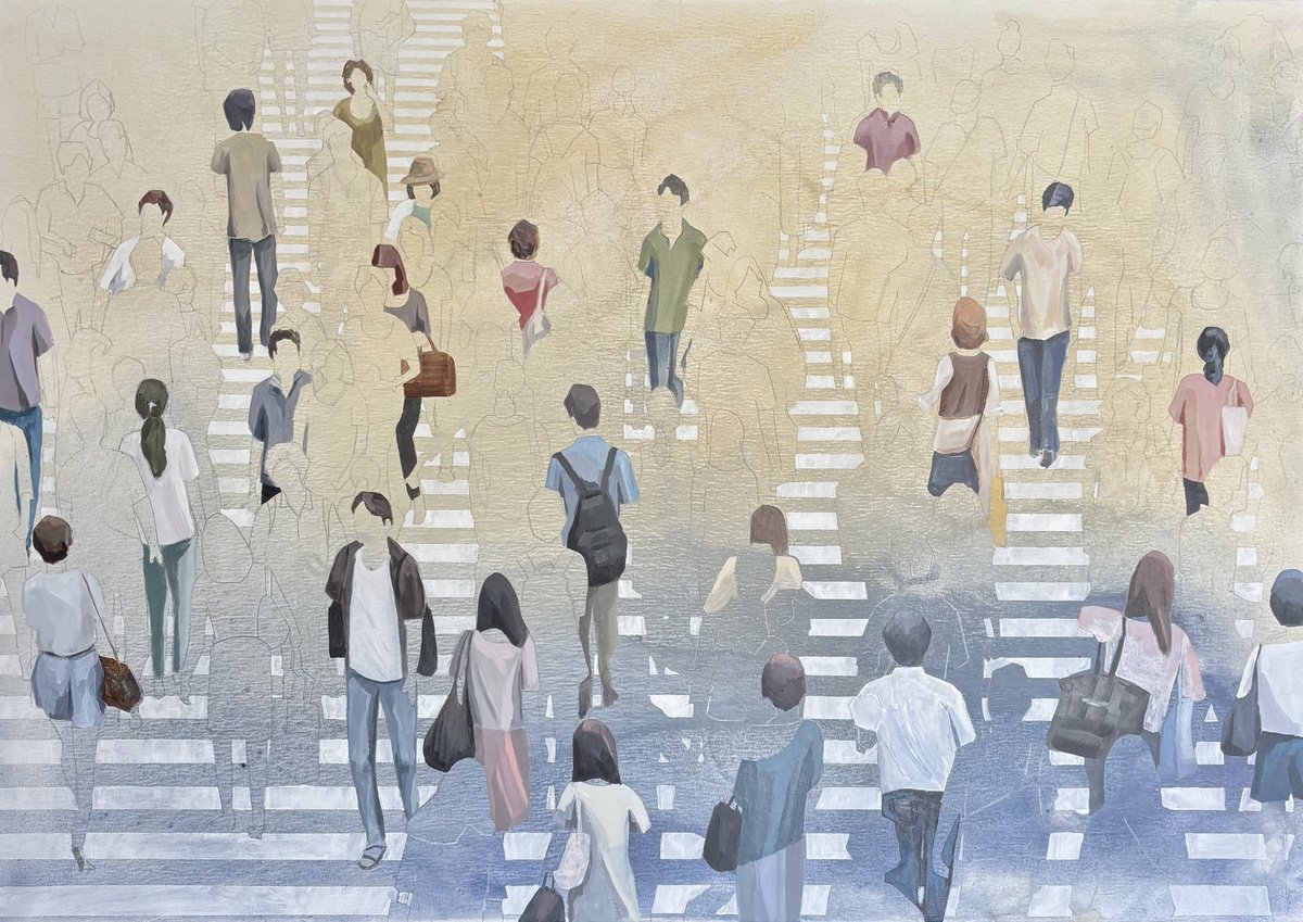 Urban And Pop Cityscapes Acrylic Painting By Martta Garcia, 46 X 32", Centro De Gravedad, Original Artwork