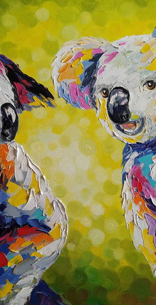 Relaxation - oil painting, Australia, koala, koala oil painting, animals, koala art, animals oil painting by Anastasia Kozorez