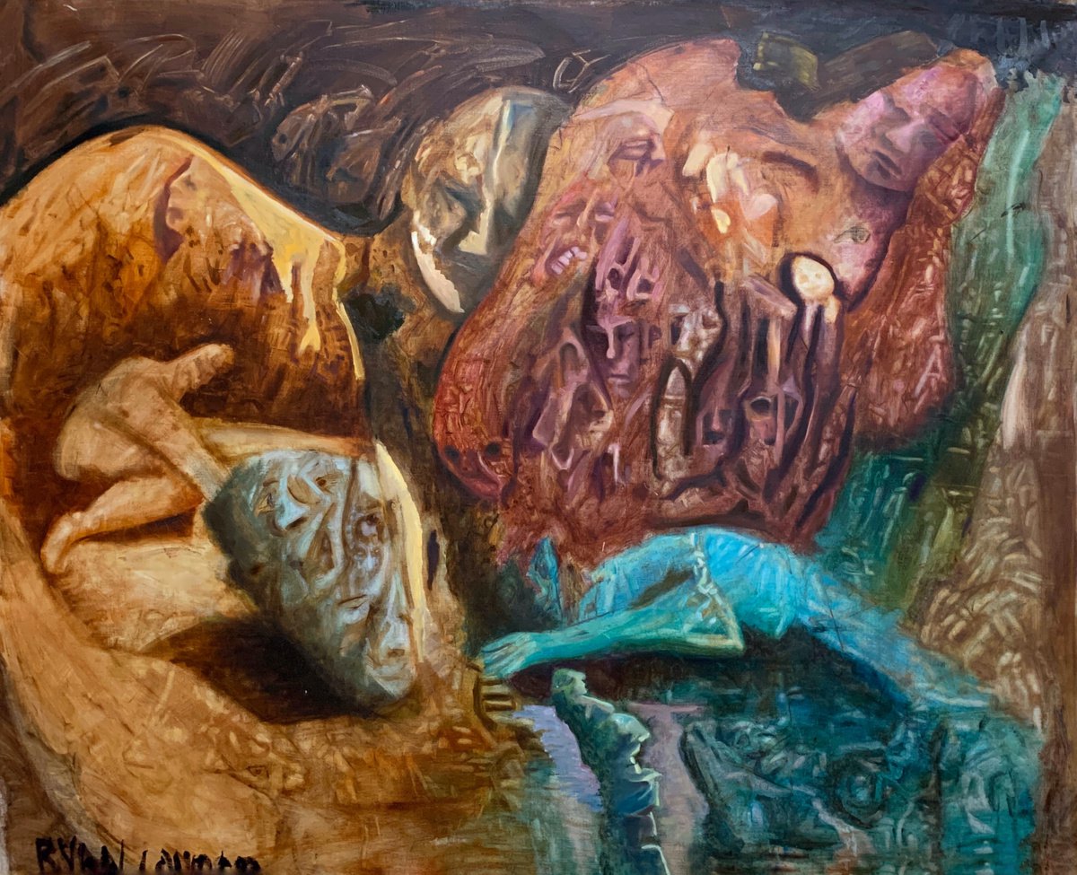 Expressive Portrait Oil Painting By Ryan Louder, 80 X 70", In A World, Original Artwork