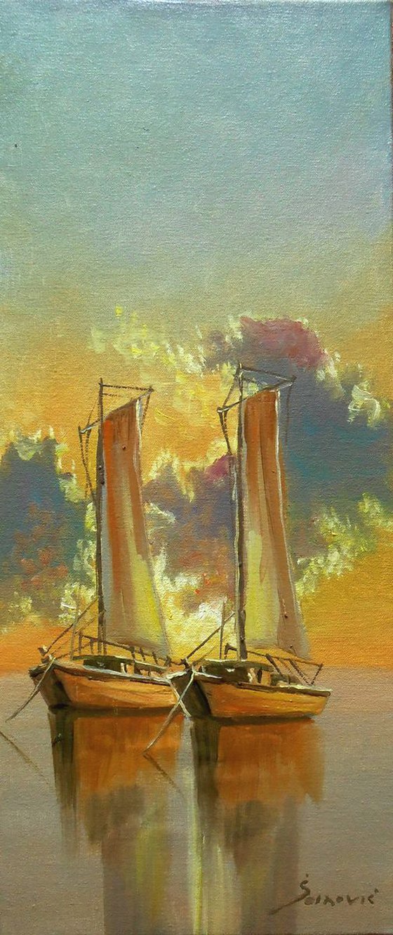 The boats II, oil on canvas  seascape