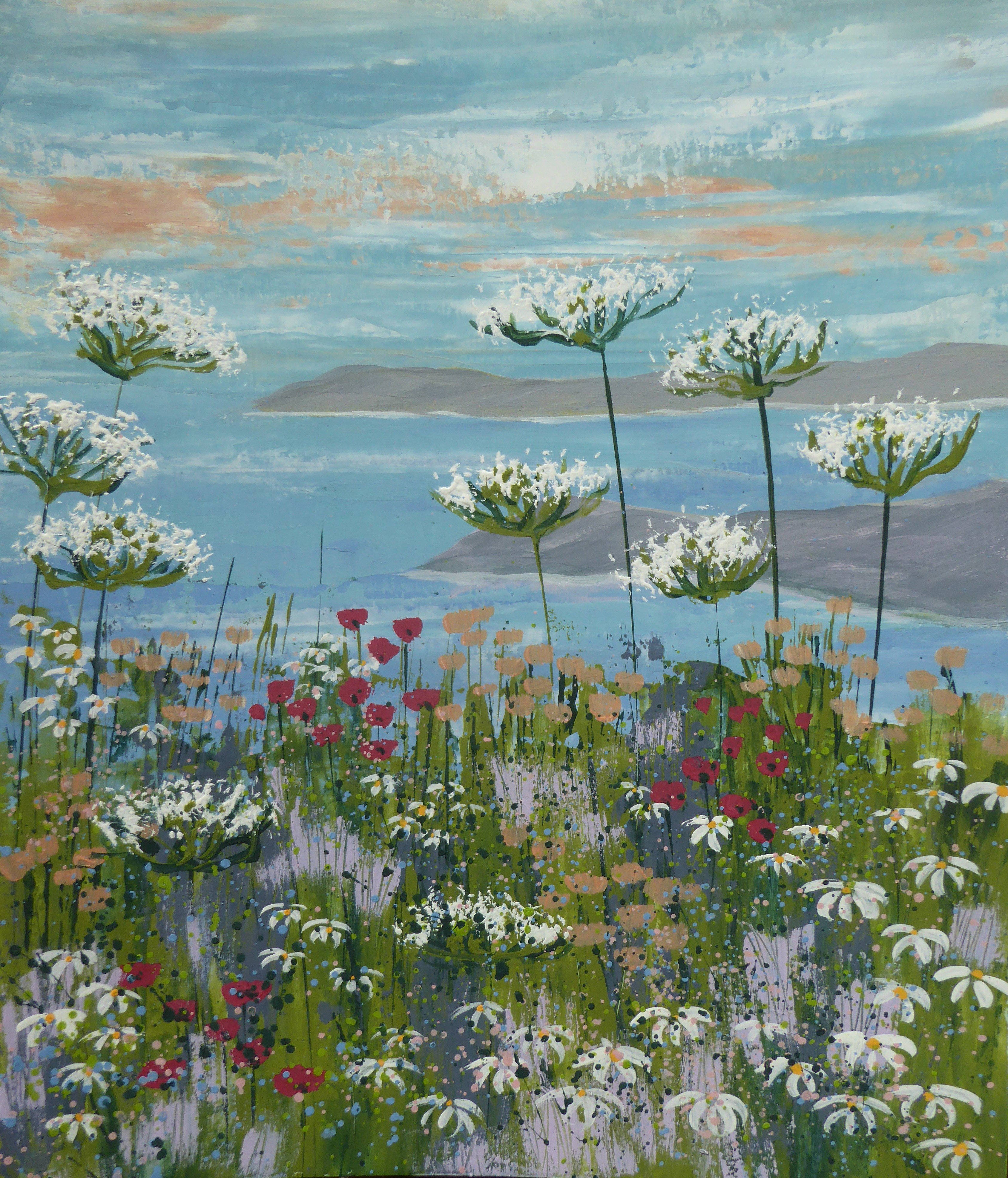 Impressionistic Landscape Acrylic Painting By Elaine Allender, 13 X 17, Towards Port Nadler, Original Artwork