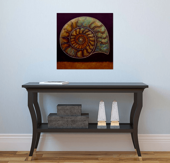 Burgundy and Gold Ammonite