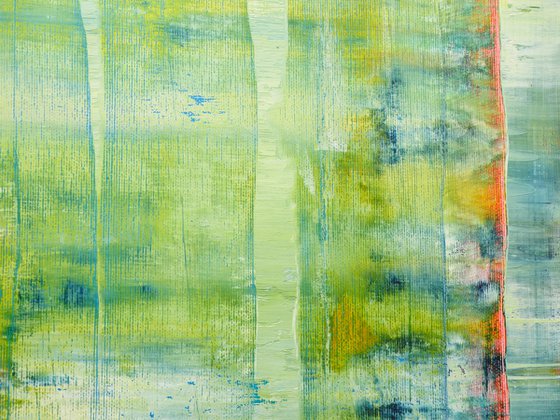 70x50 cm | 23.5 x 19.5″ Green Orange Abstract Painting Original Canvas Art