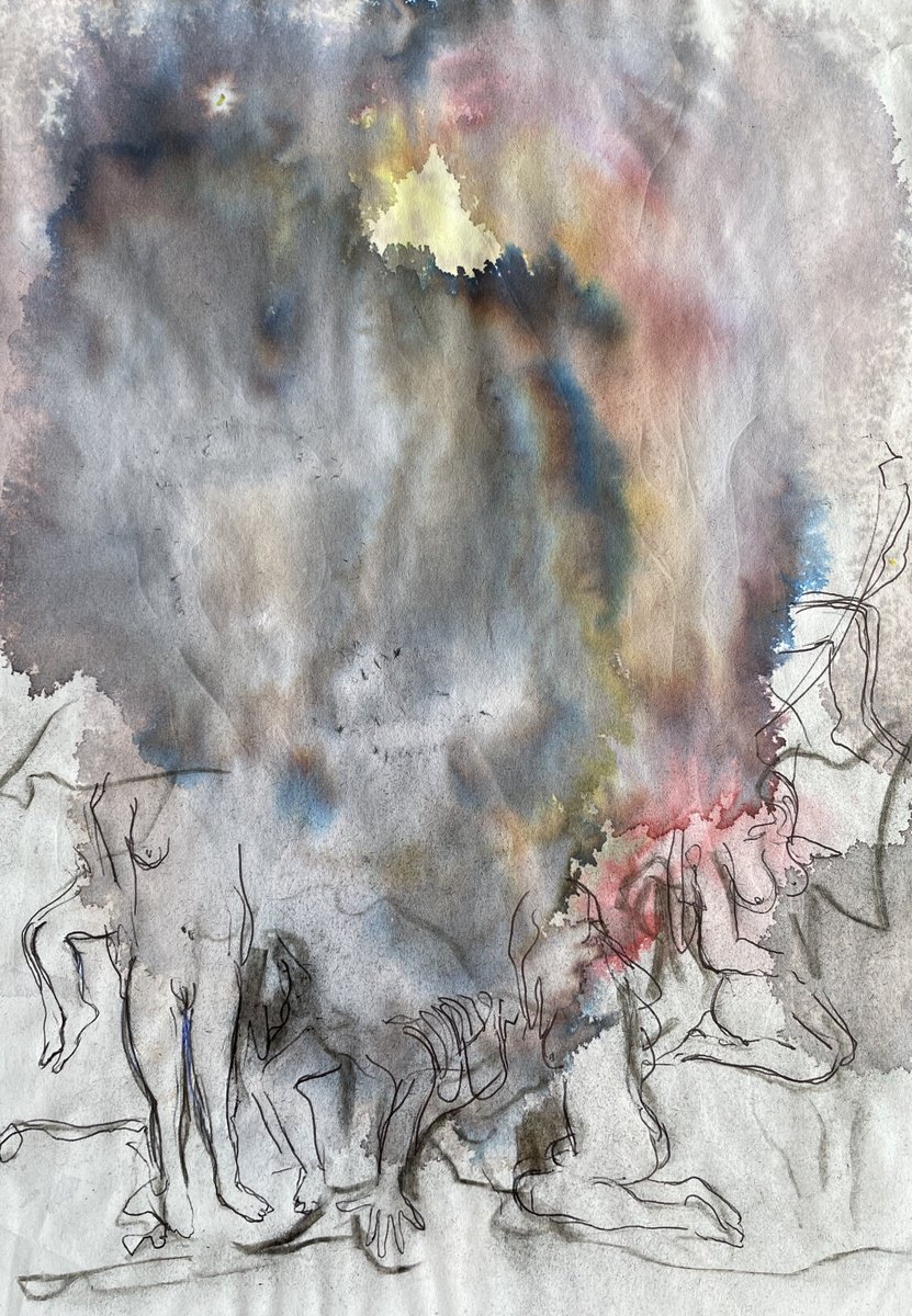 Abstract Portrait Drawing By Gela Mikava, 8 X 11, Untitled, Original Artwork