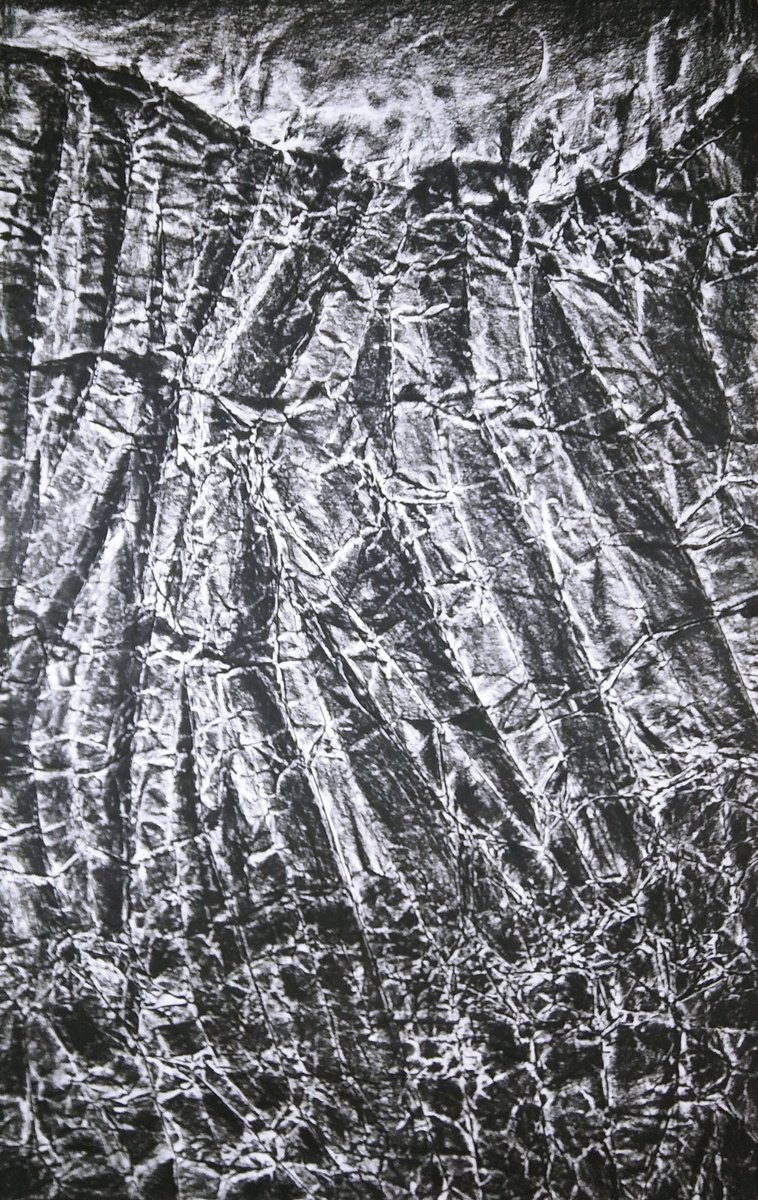 Expressive Abstract Charcoal Drawing By Michael E. Voss, 29 X 47", Deep Blood Kettle, Original Artwork