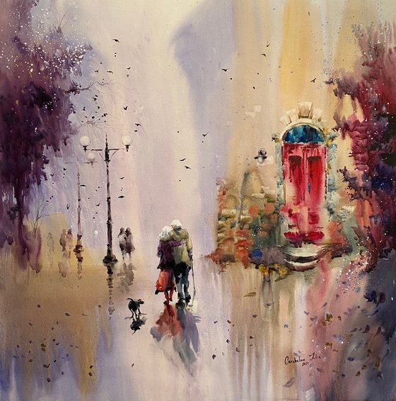 Sold Watercolor “Old door, forever young Love” perfect gift