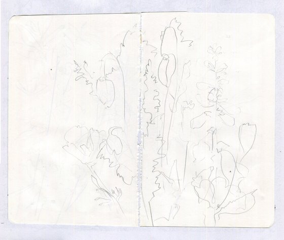 Abstract Flowers pencil sketch