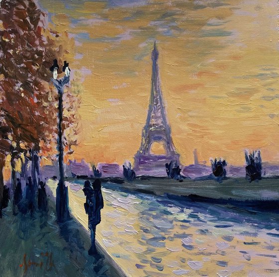 Eiffel Tower, Paris. Original Cityscape Oil Painting.