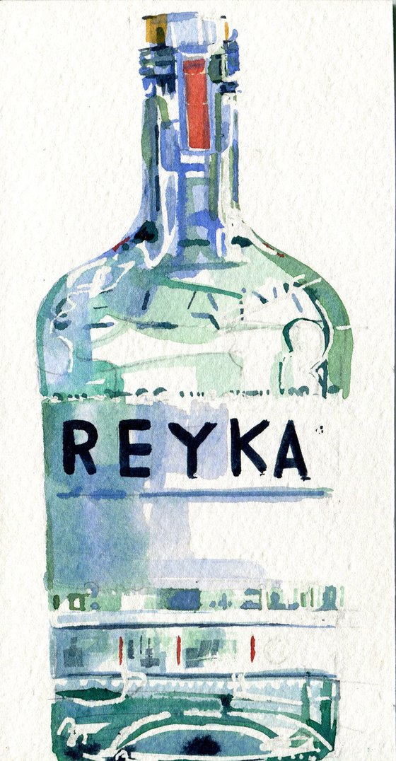 Reyka bottle watercolor painting study