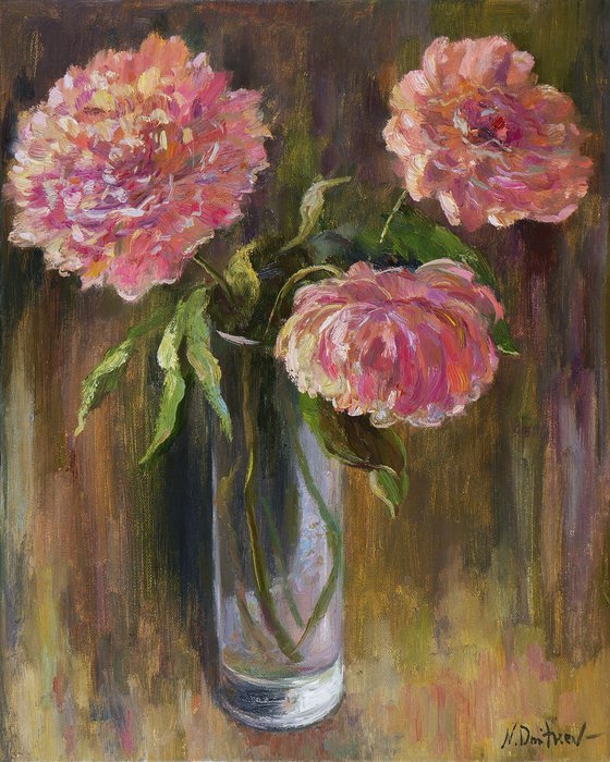 Peonies In Vase - floral still life painting