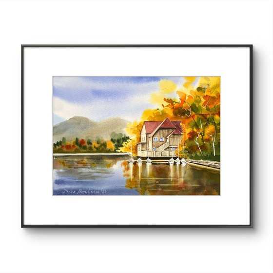 Autumn Lake Boathouse