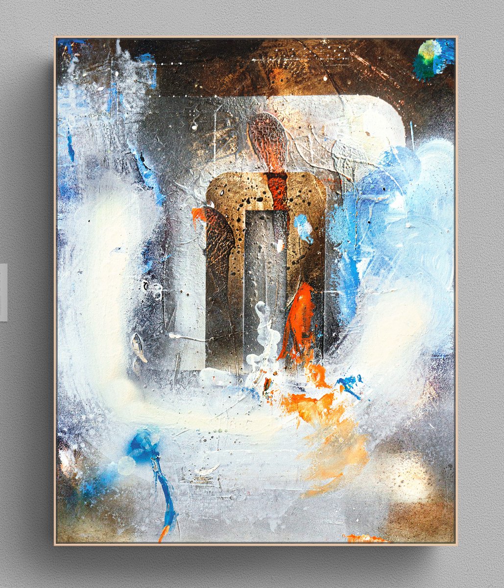 Organic Abstract Painting By Adriano Ribeiro, 24 X 28, Fluid Barr, Original Artwork