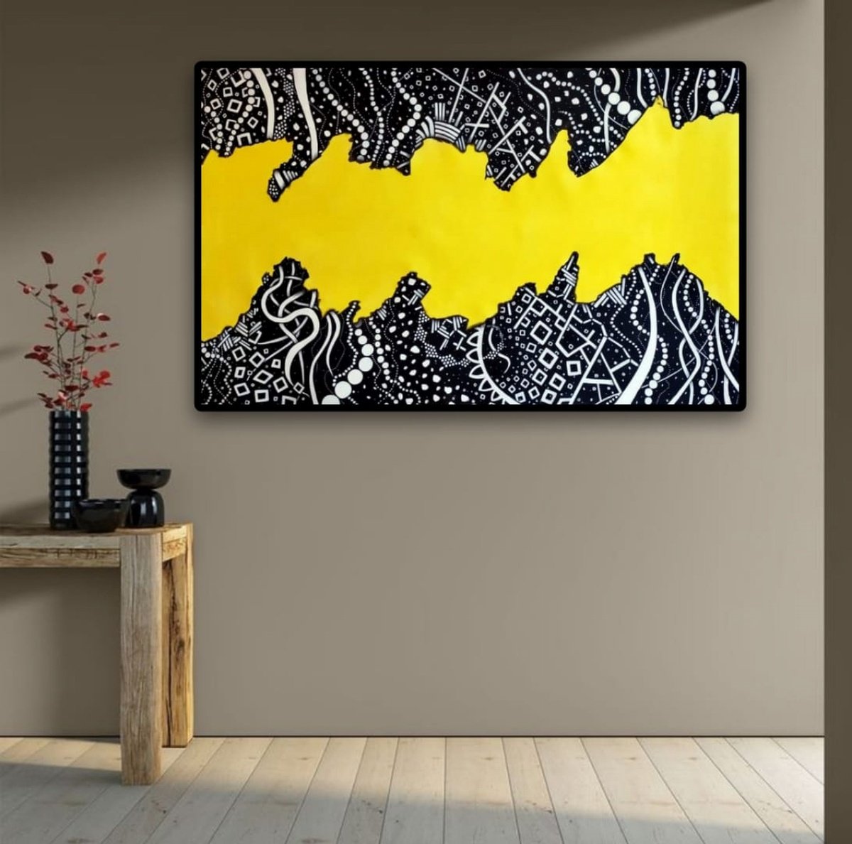 Abstract Painting By Riccardo Ticco Capparella, 66 X 41", "How Deep Is The Sea!" #14, Original Artwork