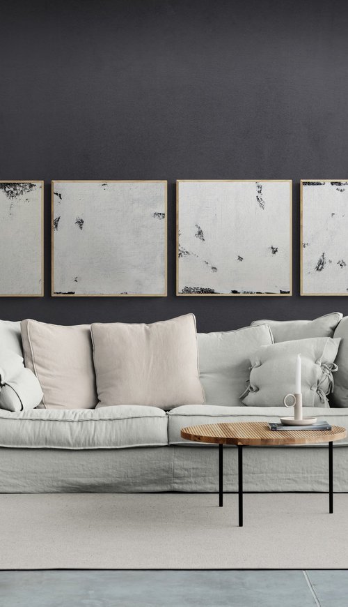 Abstraction No. 3022 a XXL black and white - set of 4 by Anita Kaufmann
