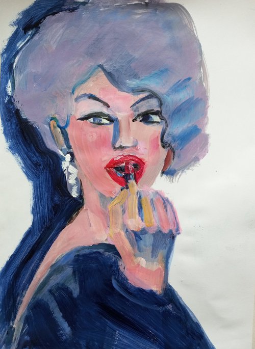 Portrait with lipstick by Oxana Raduga