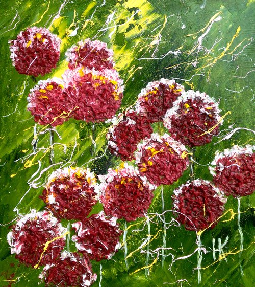 Dandelions oil impasto painting by Halyna Kirichenko