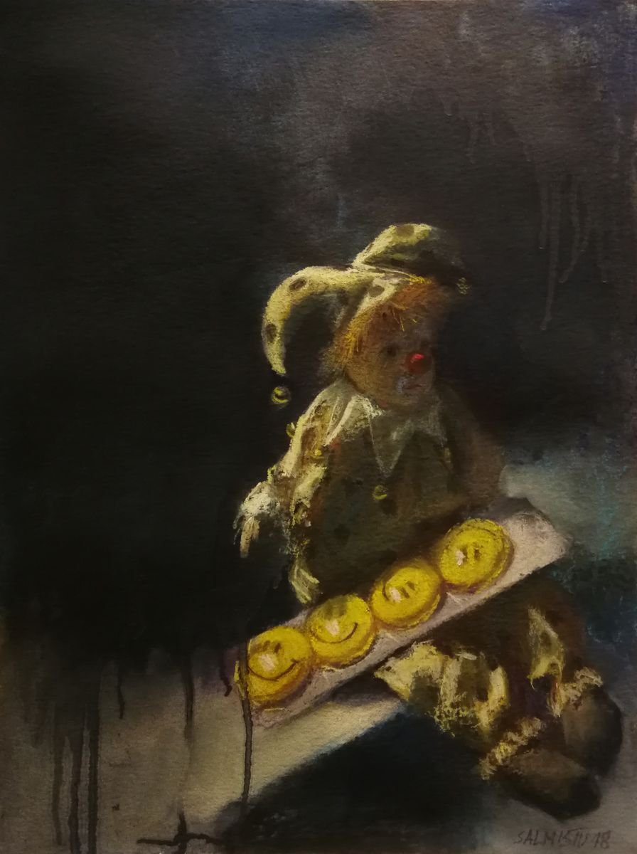 Still Life Pastel Drawing By Silja Salmistu, 17 X 22", Smile 2, Original Artwork