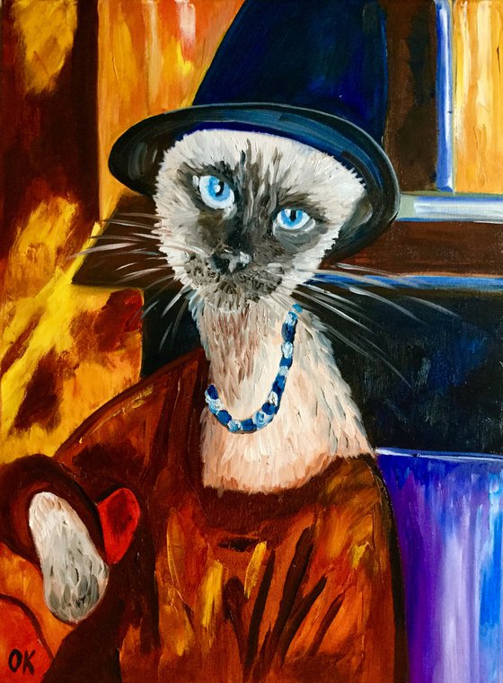 Cat  in a Hat, inspired by Amedeo Clemente Modigliani