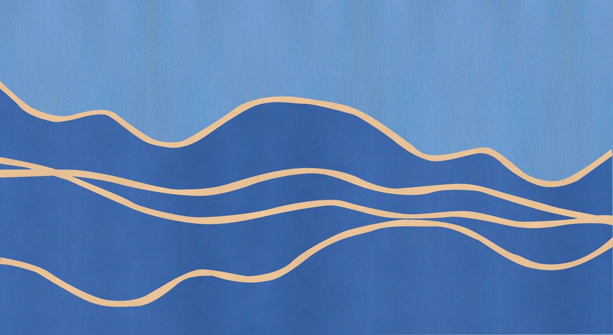 Abstract Landscape Acrylic Painting By Marina Krylova, 43 X 24", Abstract Landscape #30, Original Artwork