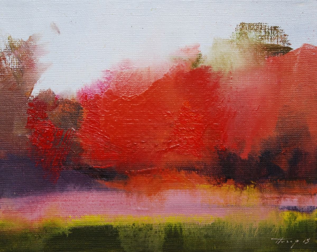 Abstract landscape painting - Autumn Touch by Yuri Pysar