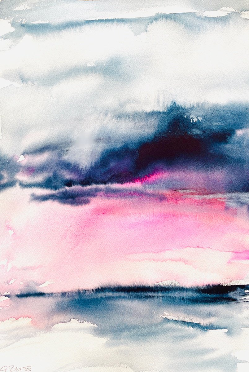 Meet Me In The Land Of Faded Dreams I Landscape Watercolor by Gesa Reuter