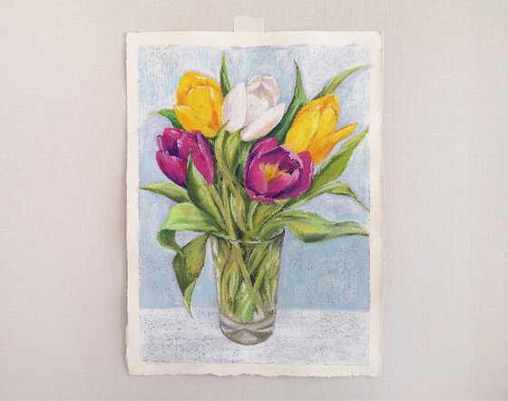 Vibrant Multicolor Pastel Floral Collage with Yellow Accents and