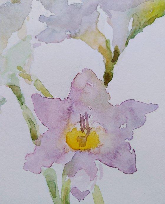 Freesias # 3 original watercolour painting.