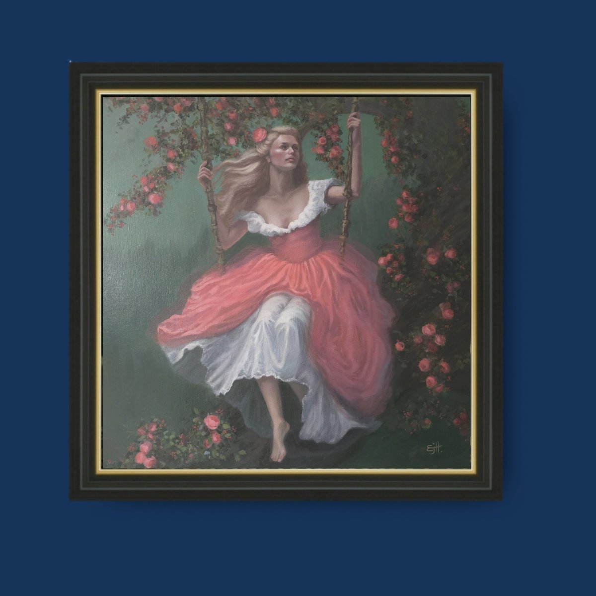Oil Painting , Roses Are Red By Ellisa Hague, 19 X 19, Artwork For Sale On Artfinder