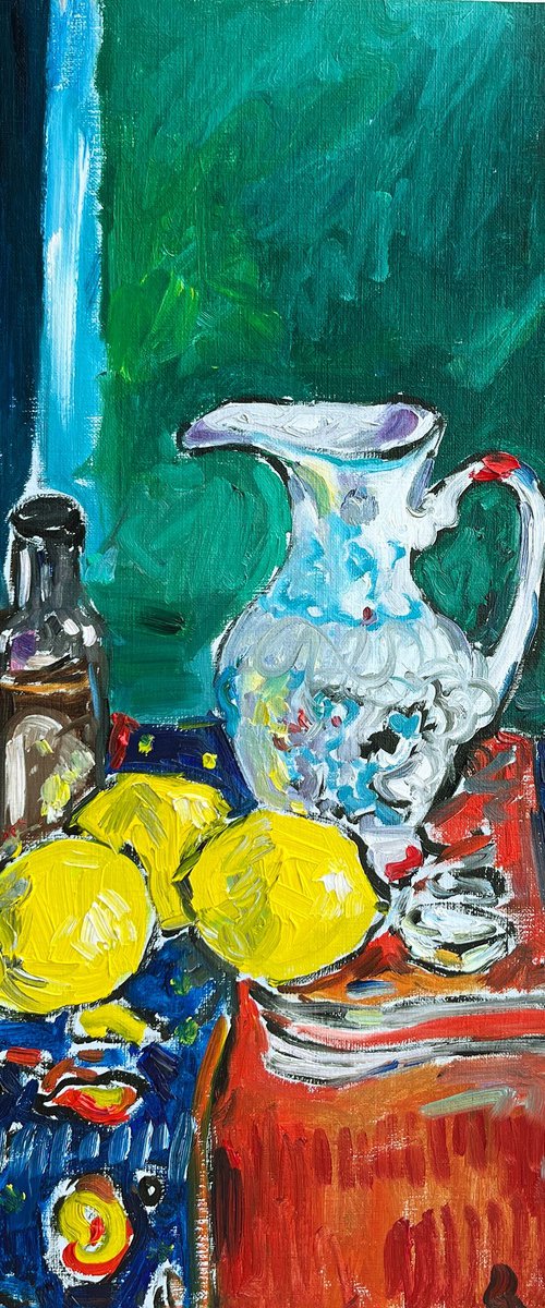 Vibrant Still Life with Lemons by Maiia Axton