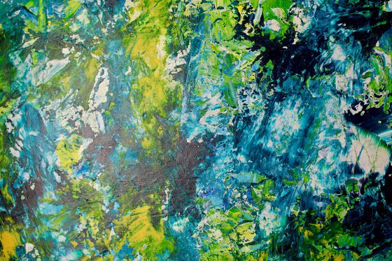 Gestural Blue Flow 2 - 76 x 97 cm