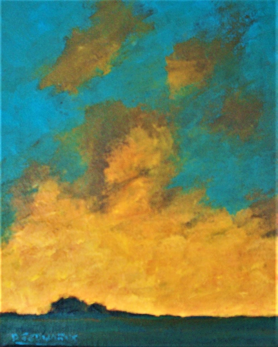 Impressionistic Landscape Acrylic Painting By David J Edwards, 8 X 10, Warm Morning, Original Artwork