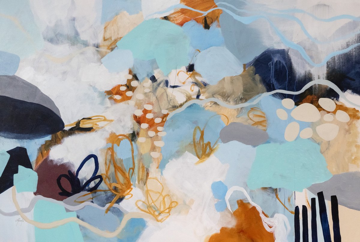 Abstract Acrylic Painting By Chantal Proulx, 60 X 40, Blue Desire, Original Artwork