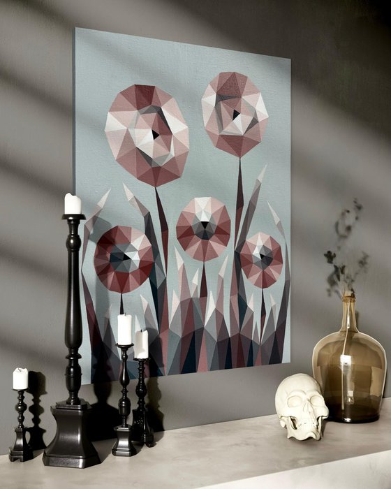 TERRACOTTA ABSTRACT FLOWERS IN SILENT SPACE