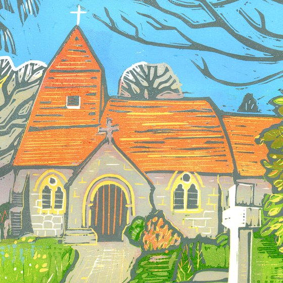 Church in the Wood limited edition linocut