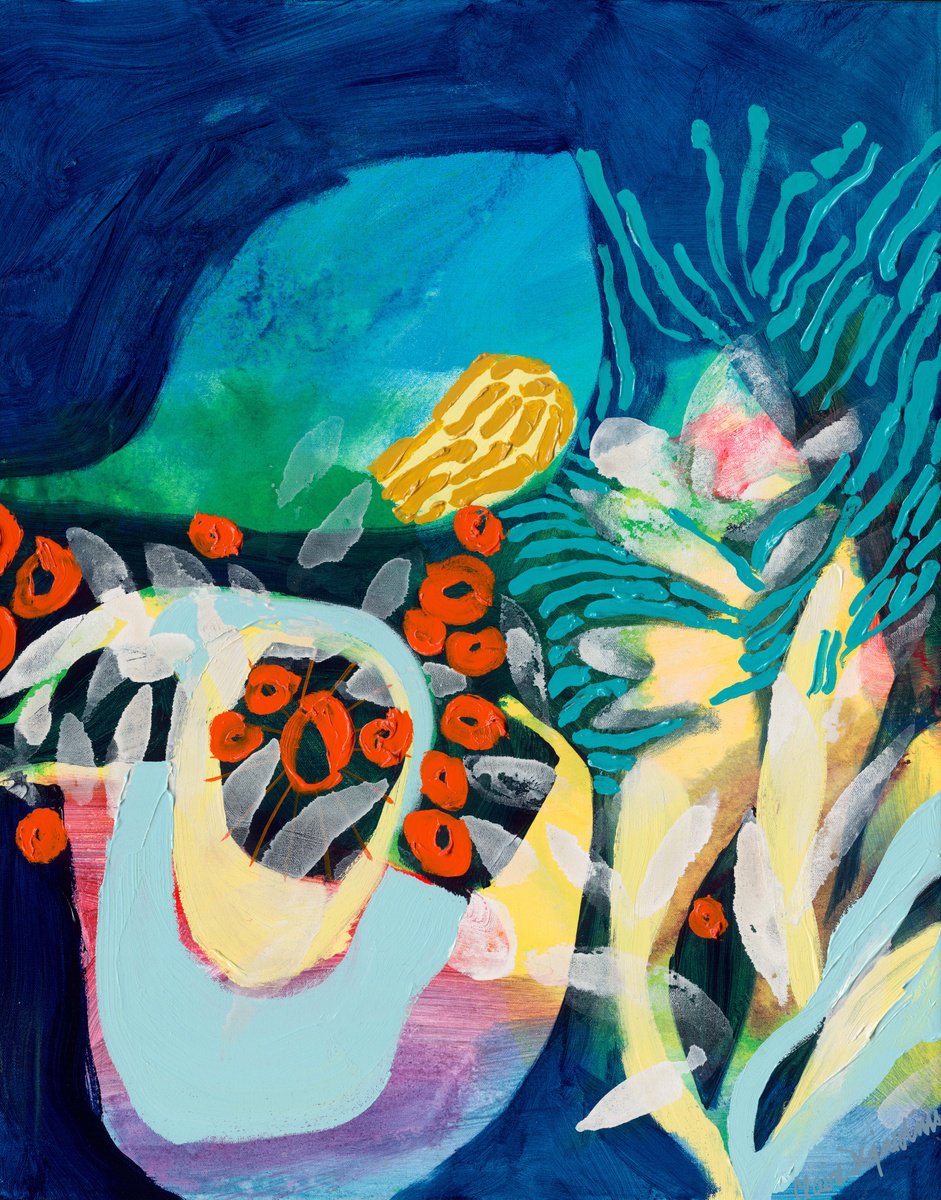 Abstract Acrylic Painting By Claire Desjardins, 24 X 30, No Longer June, Original Artwork