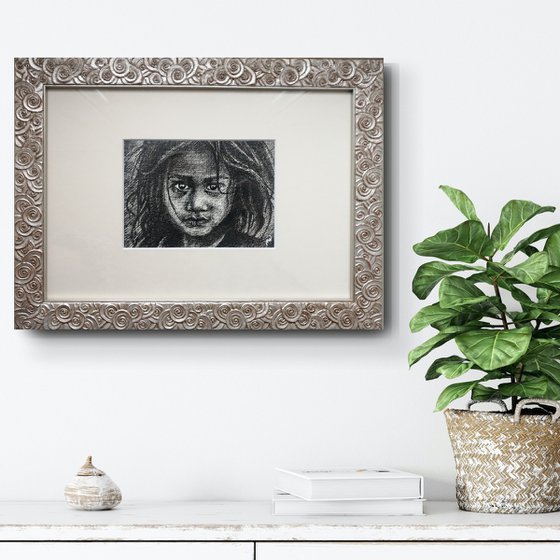 CHILD - drawig on paper, portrait, gift, home decor