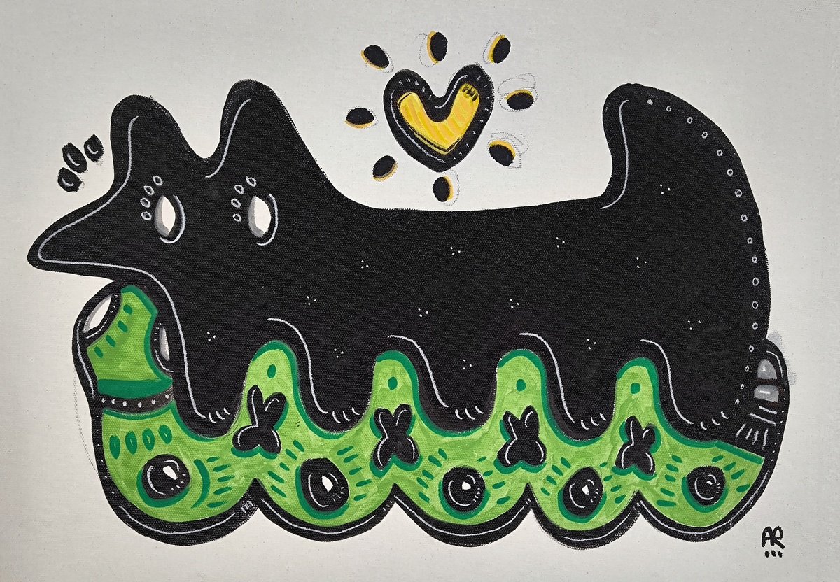 Animal Drawing By Angel Rivas, 18 X 13, Snkae Dog, Original Artwork