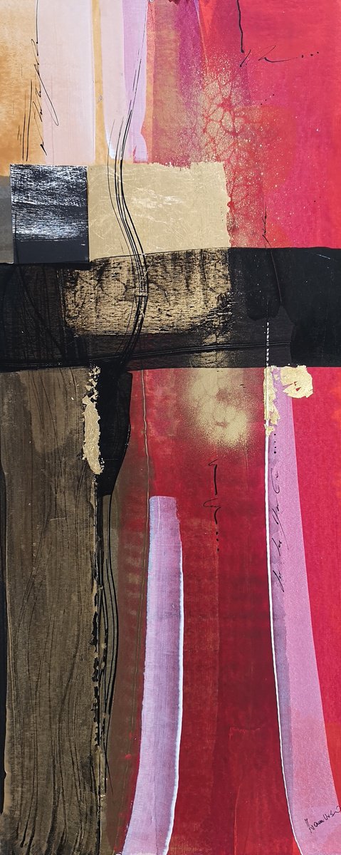 Abstract Painting By Ivana Urso, 12 X 28, Abstract Balance, Original Artwork