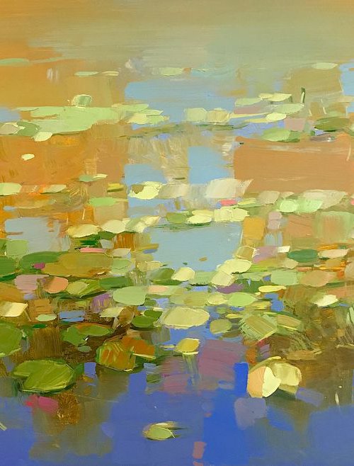 Waterlilies, Original oil Painting, Large Size, Handmade artwork, One of a Kind by Vahe Yeremyan