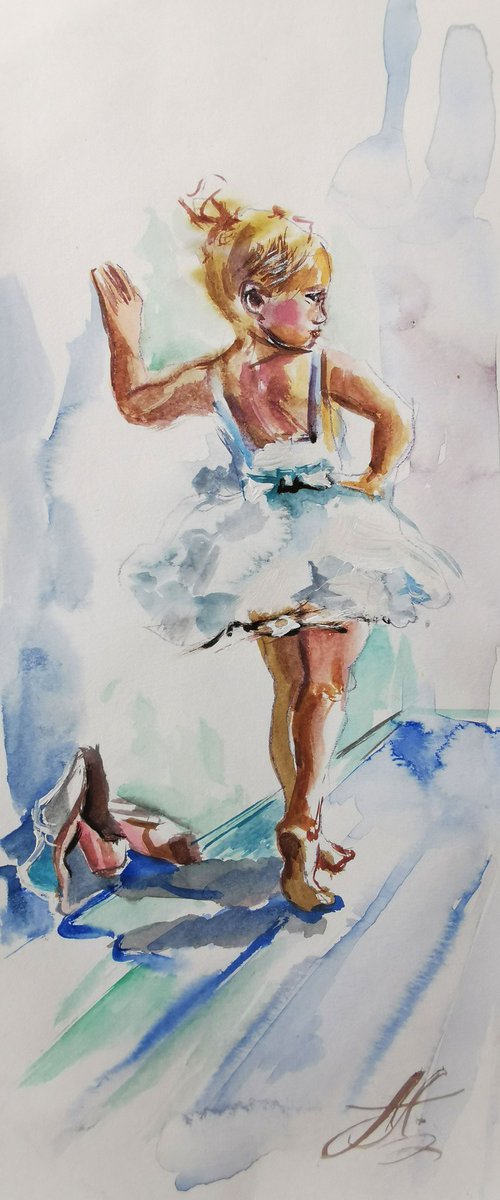 Ballet Art, Ballet dancer girl drawing on paper by Annet Loginova