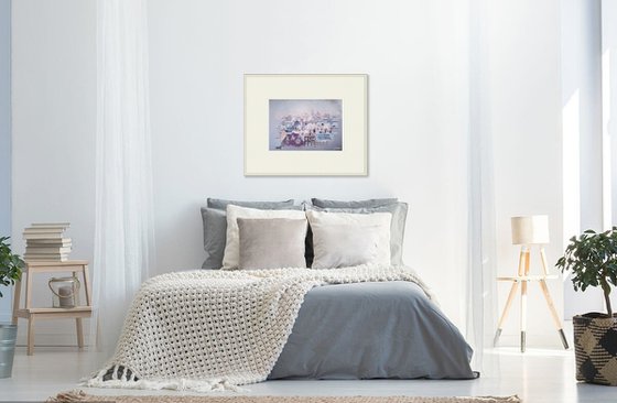 Flight over winter Amsterdam