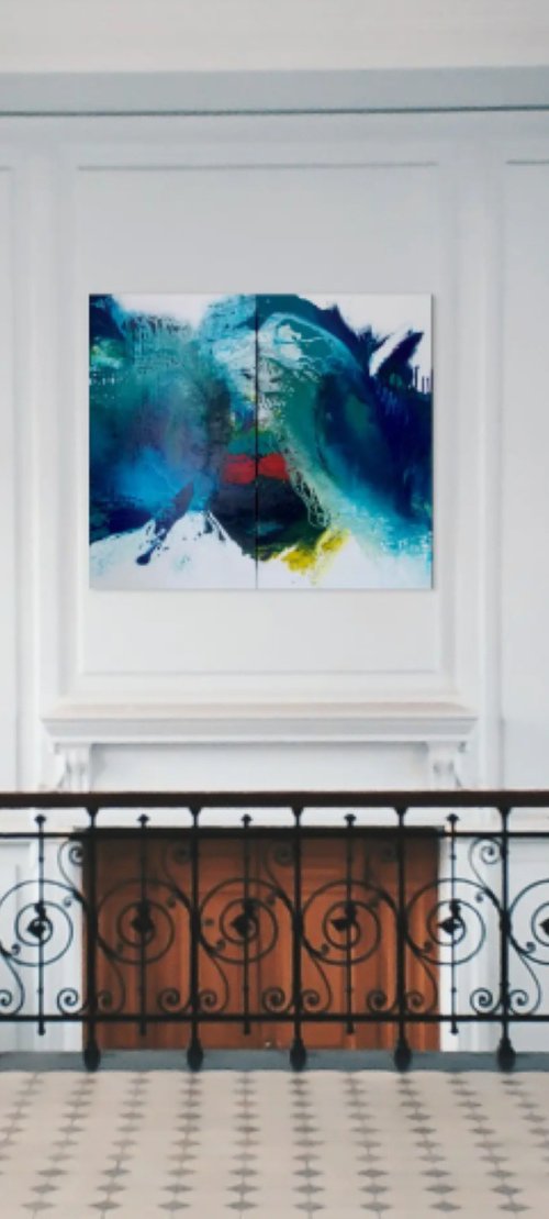 Blue Detection 1+2 - DIPTYCHON by Christa Haack